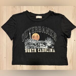 Altar’d State, Cropped North Carolina Outer Banks Graphic Tee, Black, Size M